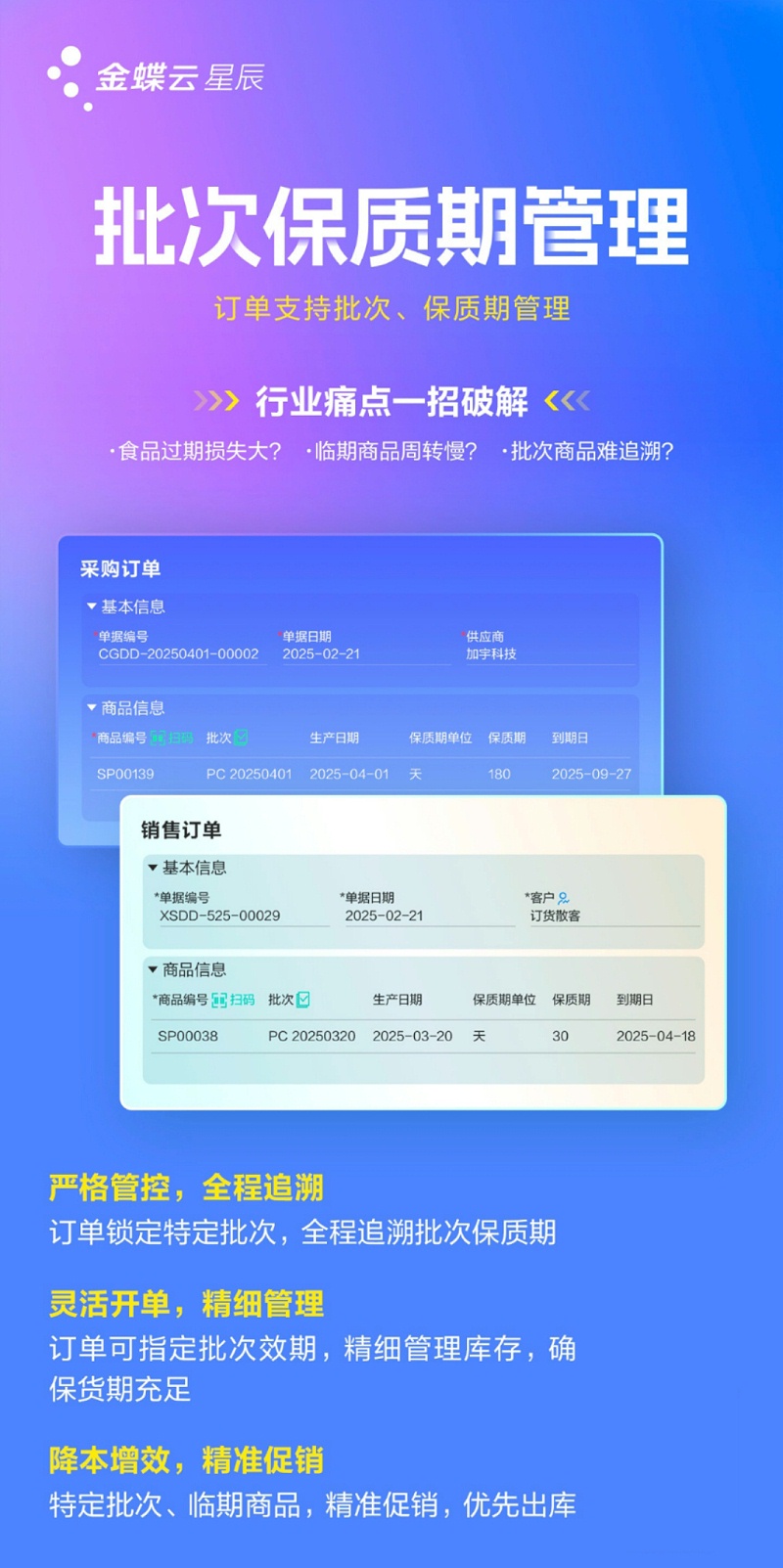 金蝶云星辰保质期管理